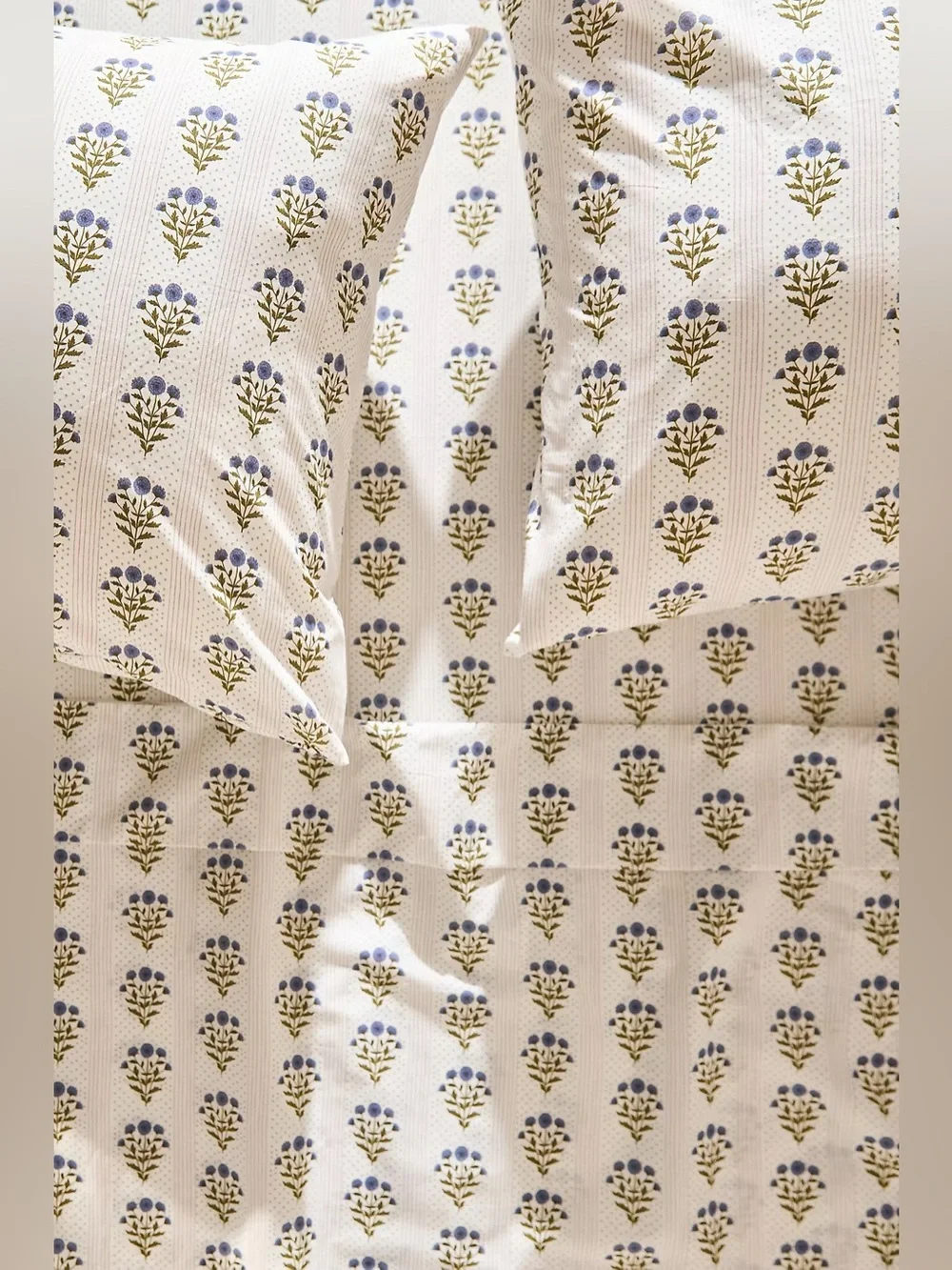Anthropologie Organic Cotton Percale Printed Sheet Set Eudora white